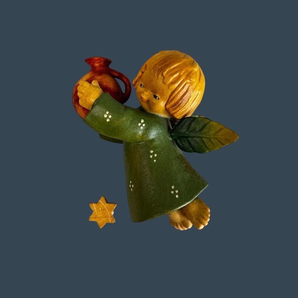 Anri Ferrandiz Flying Angel With Jug And Star Hand Painted Resin Christmas Ornam - Picture 2 of 5